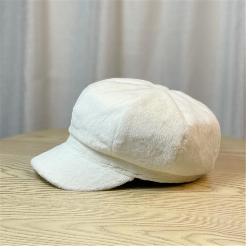 Популярный плюшевый берет для женщин, пушистая восьмиугольная кепка из искусственного меха, кепка водителя, милая кепка Shelby для зимы и осени