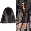Thick Faux Leather Jackets for Women Autumn Winter Warm Jackets Woman Faux Wool Coats Long Sleeve Oversized Jacket