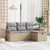 VidaXL 4-Piece Garden Sofa Set with Cushions Beige Poly Rattan 3358849