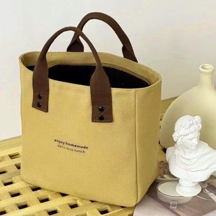 Минималистичная японская однотонная холщовая сумка-тоут и сумка-холодильник через плечо