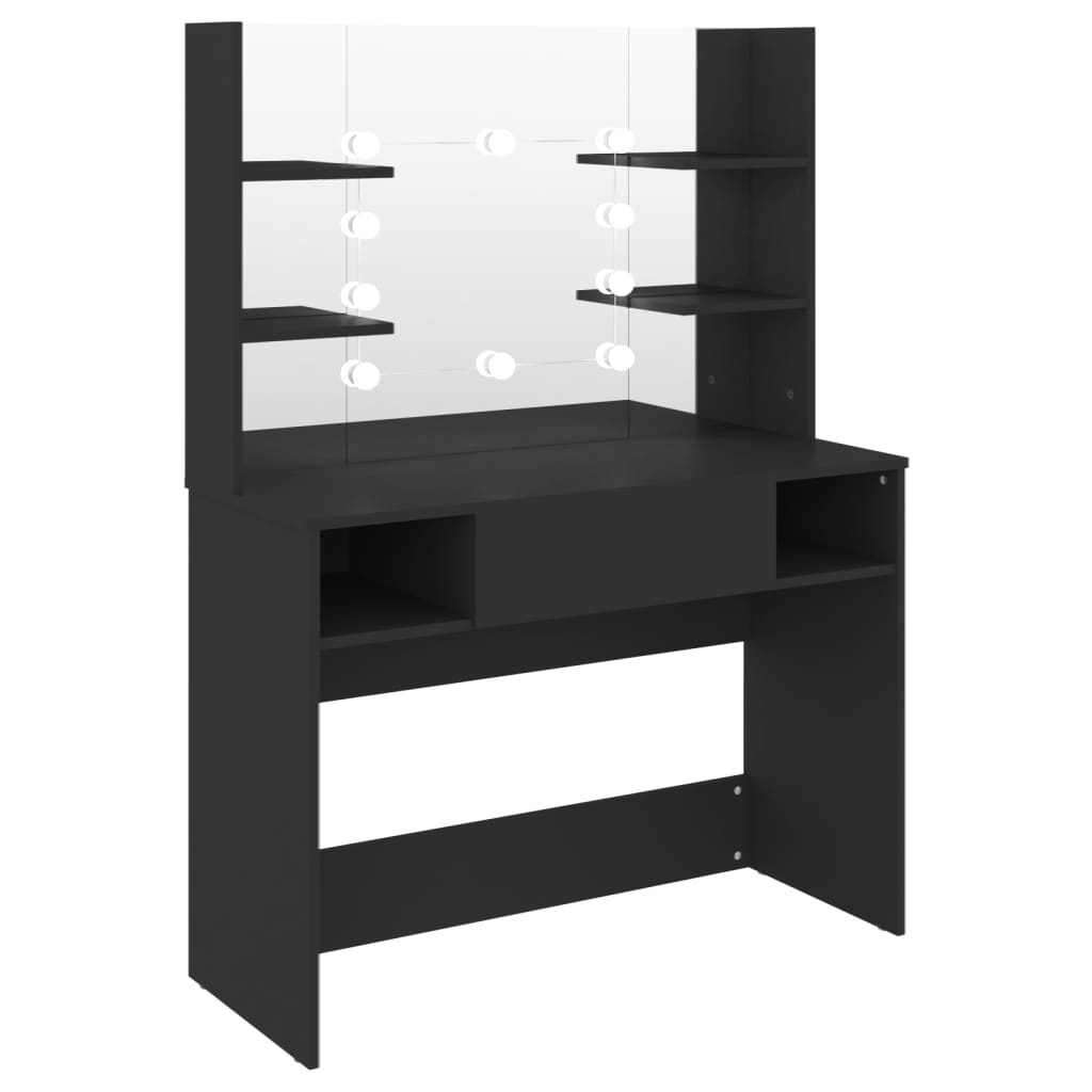 Makeup Table with LED Lighting 100 x 40 x 135 cm MDF Black
