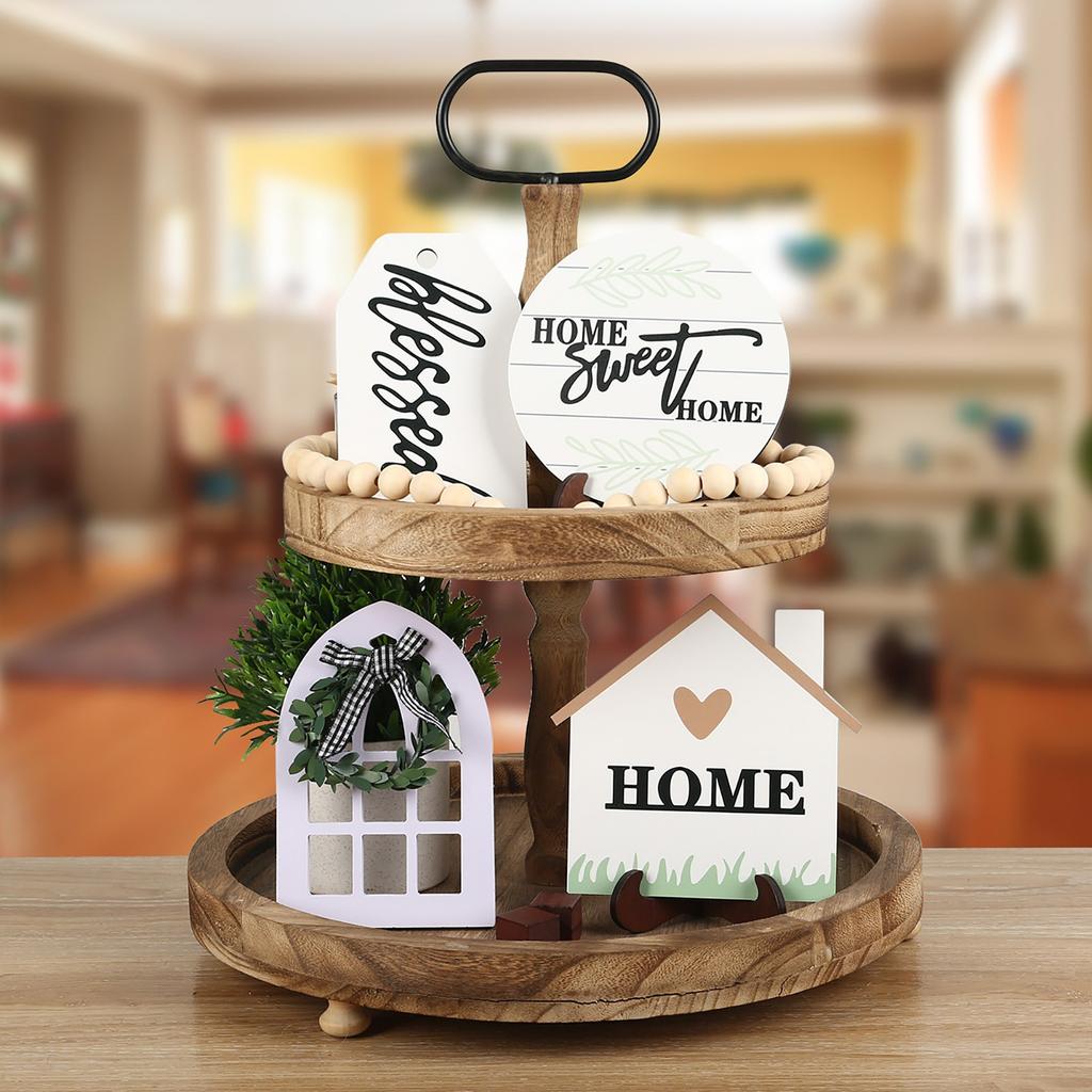 Многоуровневый набор подносов с суккулентами и растениями - Декор для дома на кухне