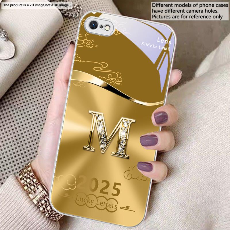 Градиентный желтый letter M Для iPhone 17 Air 16 E 15 14 13 Plus 12 mini 17 Pro Max 11Pro XR Xs X 7 8 11 Закаленное Стекло Чехол для Телефона