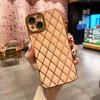 Для iPhone 15 Чехол с ромбовидным узором 6D Гальванизированная защитная задняя крышка