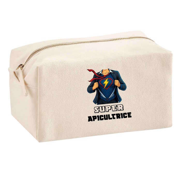 Trousse multifonction - PLANETEE - Super Apicultrice Femme - Personnalisée prénom - Coton zippée - Imprimée en France