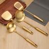 1Pc Golden Stainless Steel Long Handle Cooking Utensils Rice Spoon Soup Ladle Pancake Spatula Colander Gadgets for Kitchen