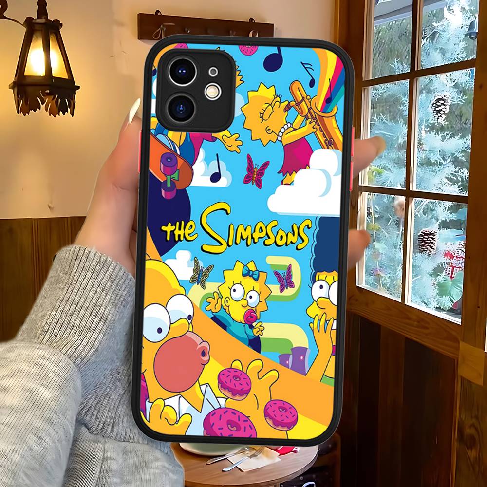 Смешной мультяшный чехол для телефона S-Simpsons для iPhone 16 15 14 Plus 15 13 12 11 Pro Max X XS MAX Матовый чехол