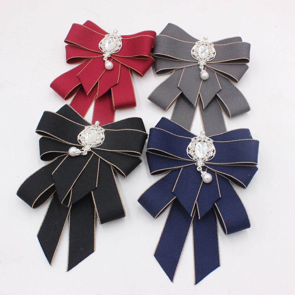 Rhinestone Bow Tie Crystal Ribbon Bow Brooch Fashion Neck Tie For Men and Women