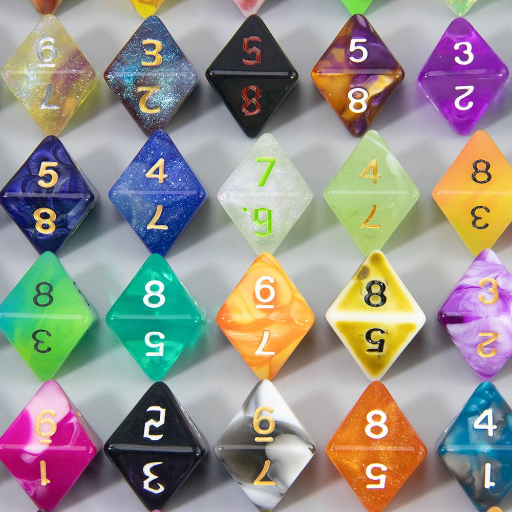 100 шт. случайных многогранных пластиковых кубиков D4-D20 разных цветов, стиль DND, игральные кубики для настольных игр своими руками, аксессуары для настольных игр