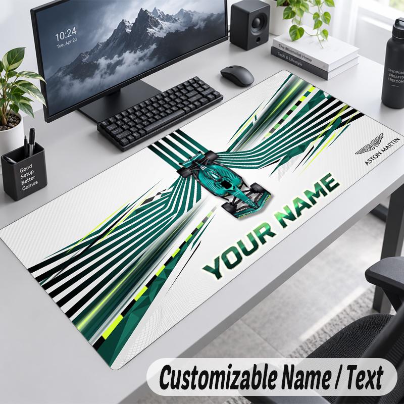 Custom Name Text Mouse Pad Aston Martin Personalized Desk Pad For Work And Gaming