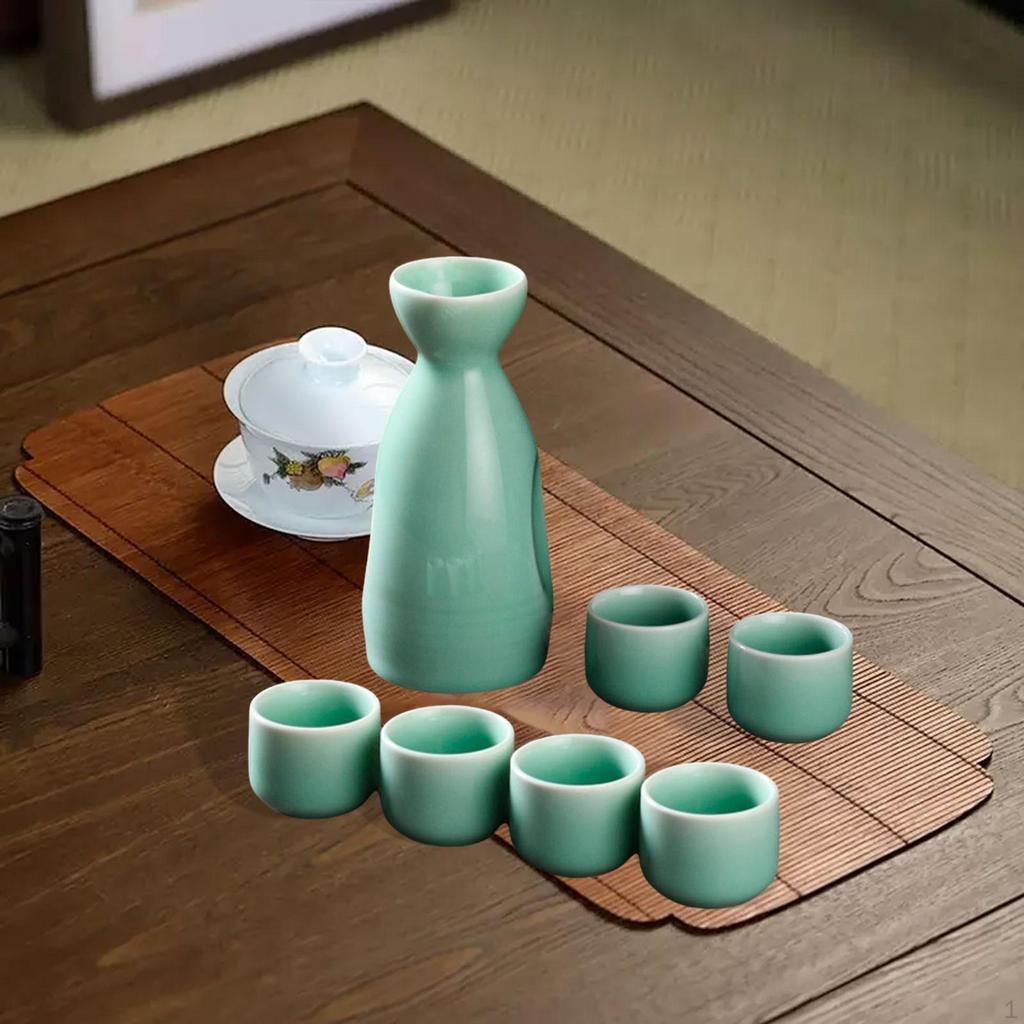 Ceramic Sake Set Pot Cups Crafts Gifts Creative with 6 Traditional Drink