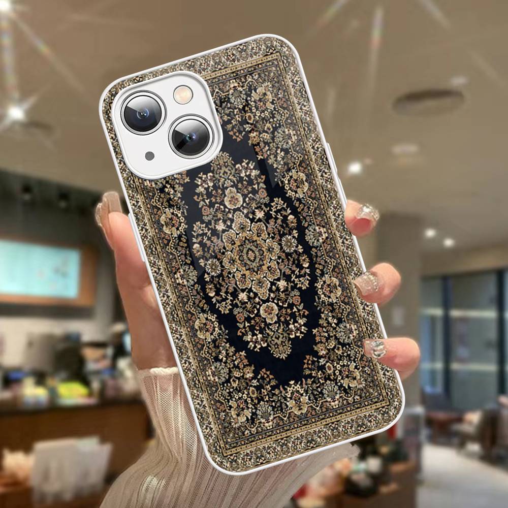 Персидский Ковер Цветочный Узор Закаленное Стекло Для Iphone 14 13 12 11 Pro Mini XS MAX 14Plus X XS XR Чехлы