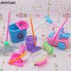 1SET 9pcs Mini Doll Accessories Household Cleaning Tools Barbie Doll Accessories Kid Educational Toy
