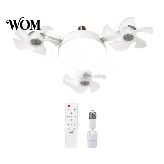 Smart Home Ceiling Fan 3/4/5 Blade with Light & Remote Control, 2-in-1 Silent LED Drone Foldable Blades, 3-Speed Dimmable E27 Socket for Bedroom