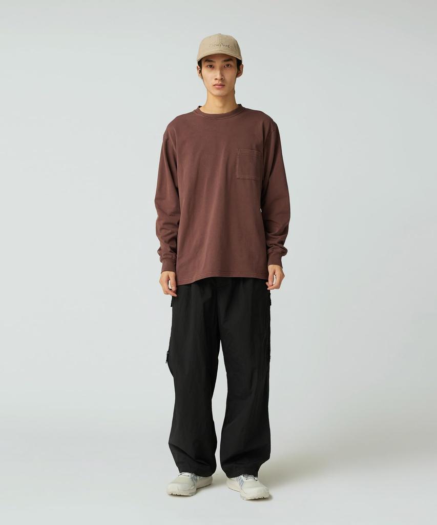 Snow Peak Garment Dyed Long Sleeve Short and Medium T-Shirt TS-25AU012, Sleeve, Men's Women's, Burgundy,