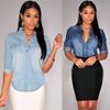 Летние модные женские повседневные топы с длинными рукавами, мягкие джинсовые рубашки с длинными рукавами, топы, блузки, куртки Femenino Camisas De Mujer