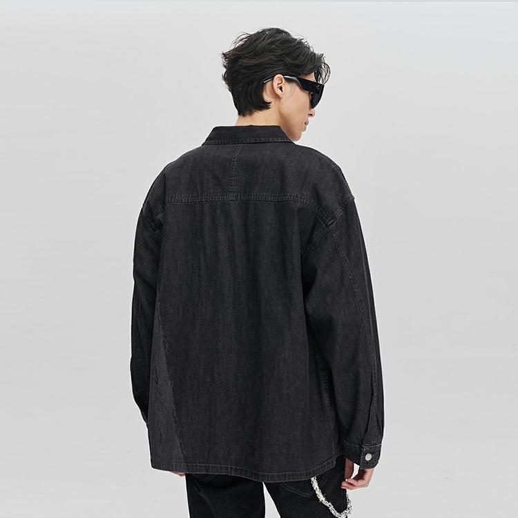 Lee Shirts Men's Black Gray Color Lapel Moderate Denim LMT006914100342A05264
