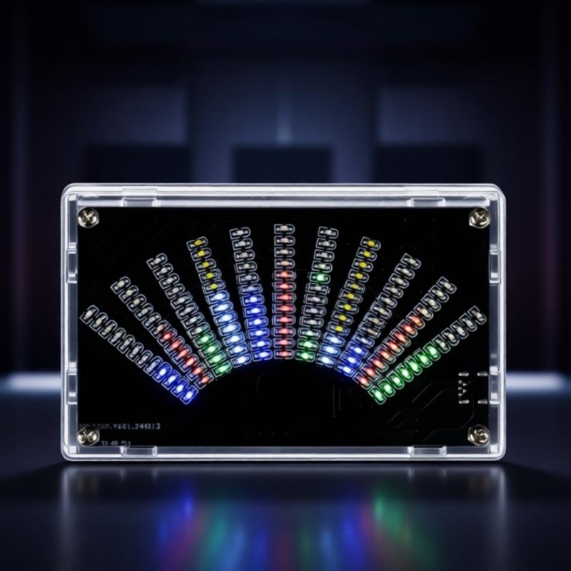 DIY LED Sound Spectrum Analyzers Kit With PCB Board And Protective Enclosure For Electronics Learning Projects