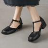 Casual Low Heels Women's Sandals Loafer Shoes Large Size 43 T-strap D'Orsay Black Brown Footwear Shoes Lady Comfortable