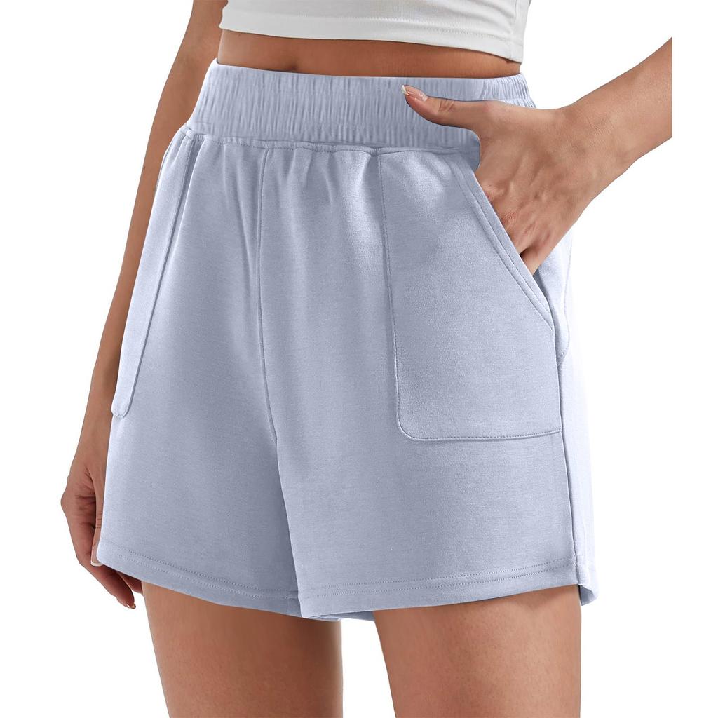 Женские однотонные повседневные мешковатые утягивающие широкие спортивные шорты с высокой талией