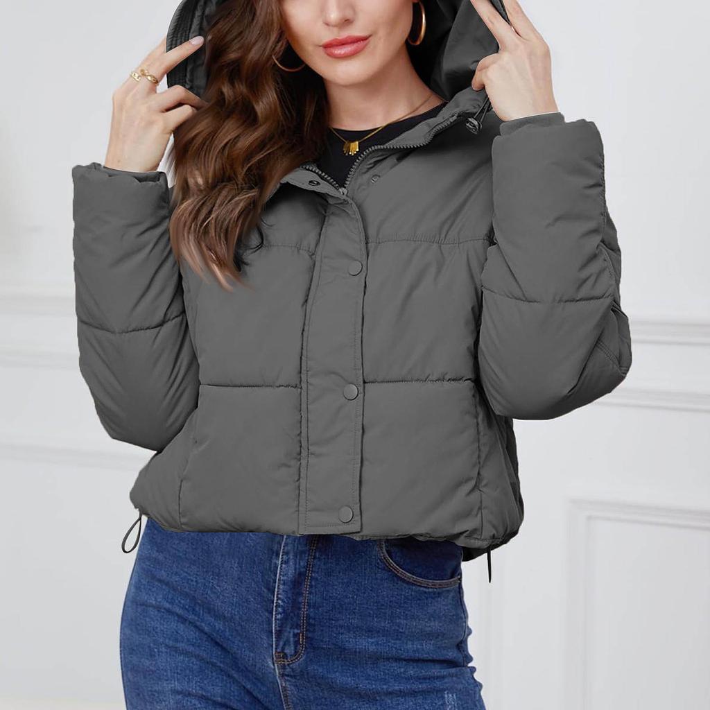 Женское однотонное короткое хлопковое пальто с длинным рукавом и высоким воротником, теплое свободное пальто