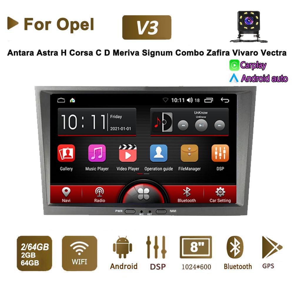 8-дюймовый автомобильный радиоприемник на базе Android для Opel Astra H Vectra CD Corsa Antara Combo Vivaro Zafira Corsa 2 DIN, мультимедийный Carplay GPS 2 + 64 ГБ