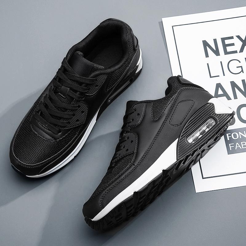 Пара кроссовок на воздушной подушке для мужчин и женщин, легкие повседневные туфли большого размера, подходящие по цвету трендовые сетчатые дышащие кроссовки для бега