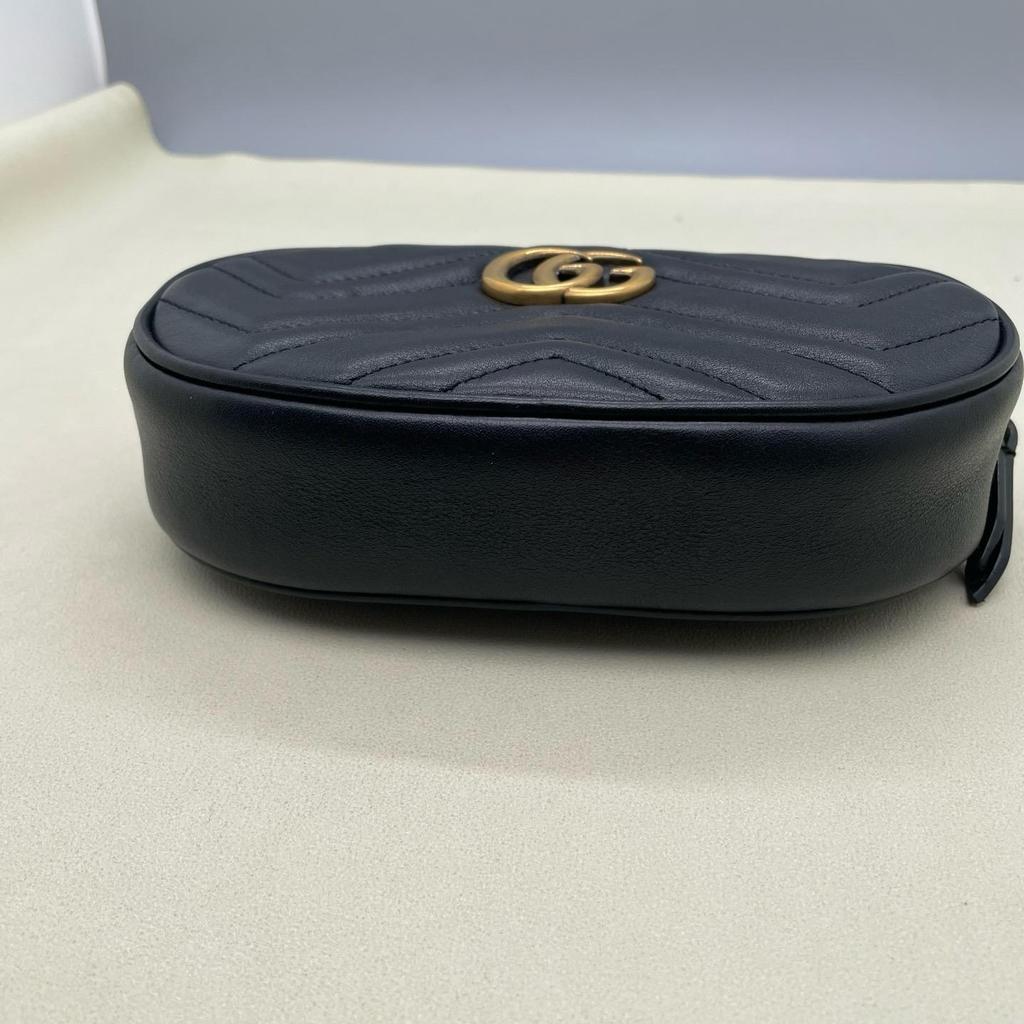 [Pre-Owned] Gucci Quilted Leather GG Marmont Matelassé Belt Bag 38/95 'Black' - Very Good #RBN239