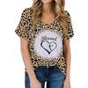 Женская летняя футболка с леопардовым сердечком и буквенным принтом, футболки с короткими рукавами, повседневные топы с принтом