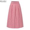Элегантные женские полосатые повседневные длинные юбки-свинг на молнии