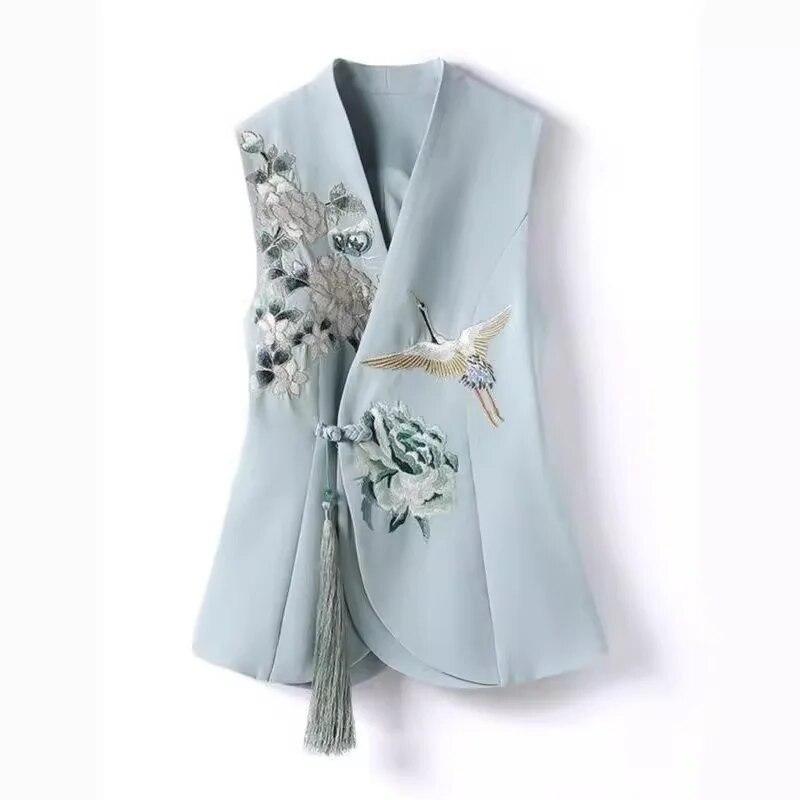 Темпераментный национальный ветровой жилет женский весенний продукт тяжелой промышленности Феникс вышивка жилет в китайском стиле женский