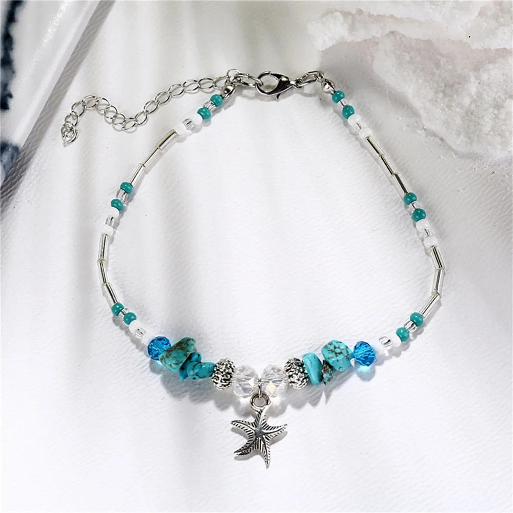 New Boho Shell Starfish Anklets for Women Fashion Tortoise Ankle Bracelet On Leg Barefoot Handcraft Chain Summer Beach Jewelry
