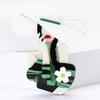 Acrylic White Flower Miss Brooches for Women Unisex Flower Character Pins Event Party Backpack Decoration Clothes Accessories