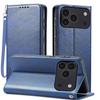 Кожаный чехол-бумажник с откидным слотом для карт для iPhone 17 Pro max 16 15 14 13 12 11 Ударопрочный ремешок Удобный захват Обложка-подставка