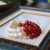 Design a New Retro Palace-style Red Agate and Natural Freshwater Pearl Bracelet, a High-end and Luxurious Bracelet for Women