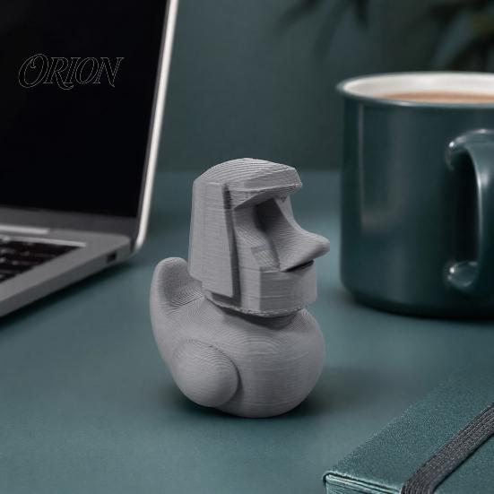 Привлекательный Декор для Дома 3D Печатная Статуэтка Утки Моаи, Фигурка Каменной Головы с Острова Пасхи, Декор под Известняк, Забавная Настольная Фигурка для Офиса