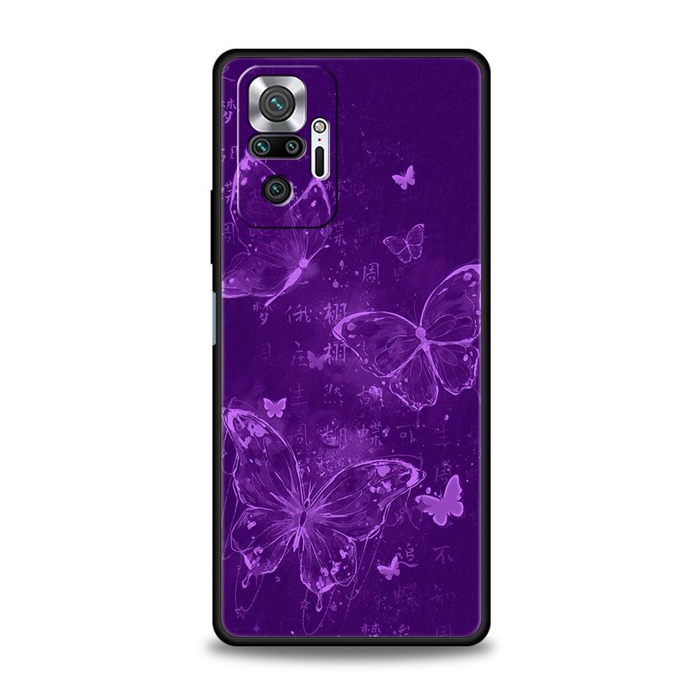 Art Purple Butterfly Phone Case Cover for Redmi 14C 10C Note 15 14 13 12 10 11 K40 Pro Plus 5G Soft TPU Shockproof Shell Fundas