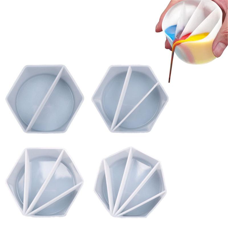 4шт Diy силиконовые мерные чашки 2/3/4/5 камер многоразовые чашки для смешивания красок с разделителем для смешивания