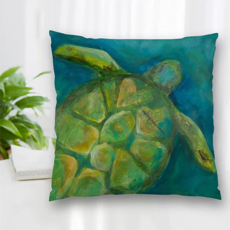 Hot Sale Decorative Pillowcase Turtle Art Painting Square Zipper Best Gift