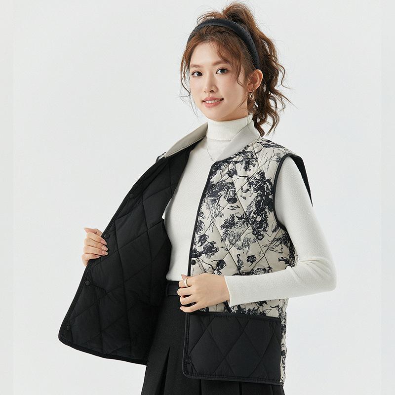 Оптовая продажа женских легких теплых модных повседневных хлопковых жилетов в китайском стиле с воротником в рубчик для весны и осени