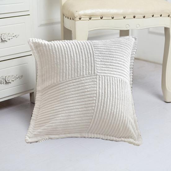 Рождественская наволочка, мягкий однотонный вельветовый полосатый квадратный декоративный чехол с широкой каймой, домашний декор