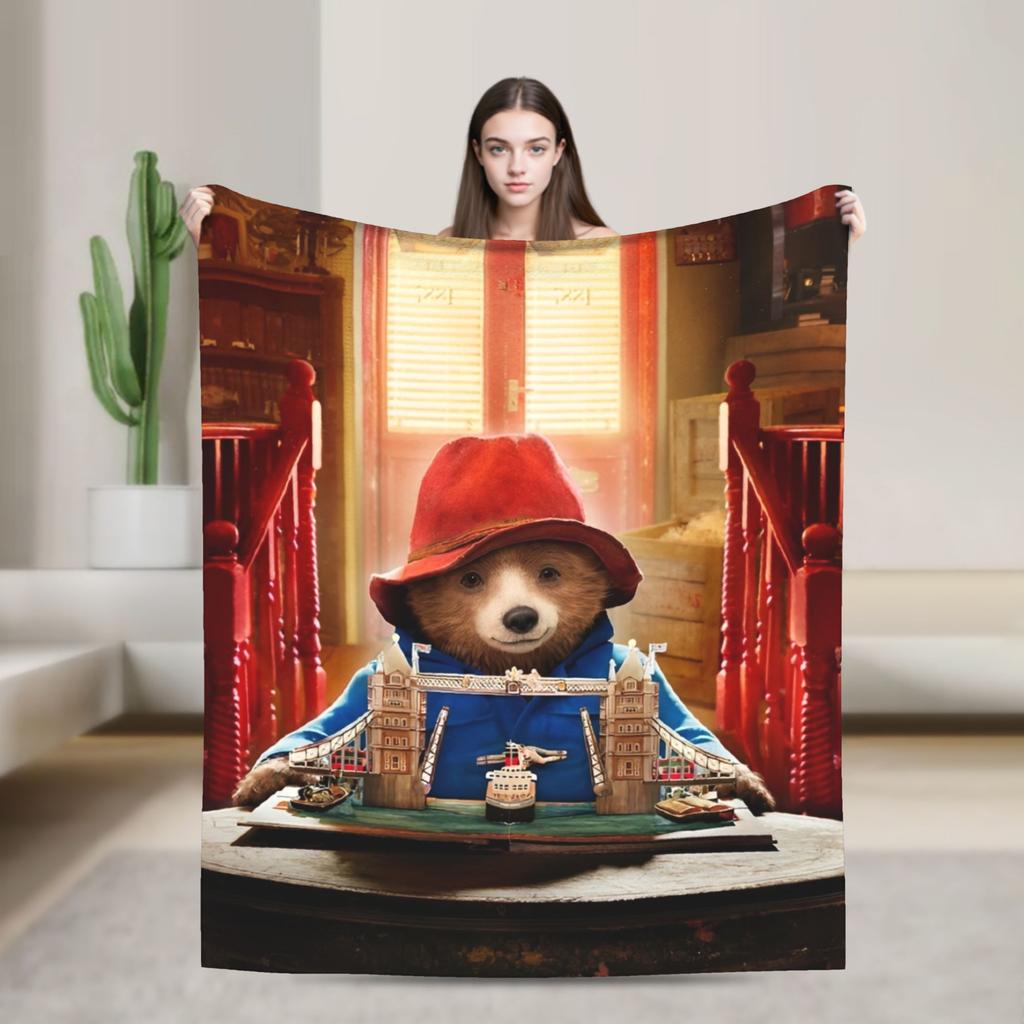 Blankets Britain Paddington Brown Bear Throw Blanket Flannel Bedspread For Couch Chair Sofa Bed Fluffy Sofa Bed Cover