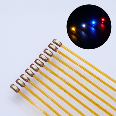 Светодиоды SMD 0603 FlexiGlow для моделей и диорам, с предварительно припаянными проводами, 10 штук, размер, поезда, миниатюры, (Цвет лампочки)