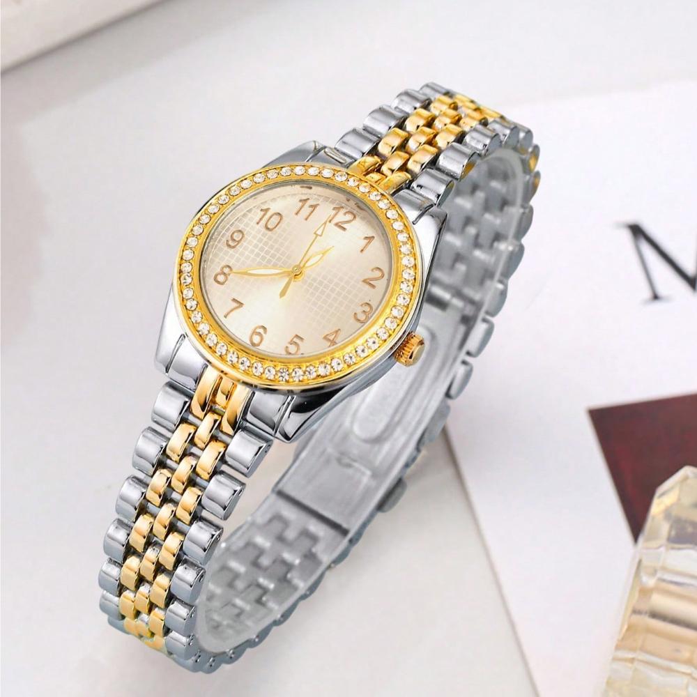 Супер Горячие Продажи Роскошные Женские Часы Кварцевые Золотые из Нержавеющей Стали Маленький Циферблат Римские Цифры Золотой Шарм Платье Модные Часы