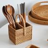 Держатель многоцелевой с ручкой из натурального ротанга, подставка для ложек