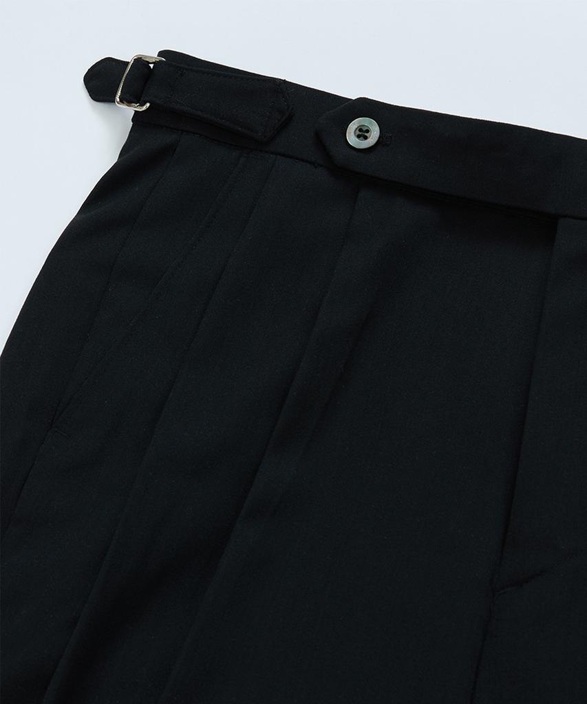 BELLIEF Wool Adjust Double Pleat Relaxed Trouser (Black)