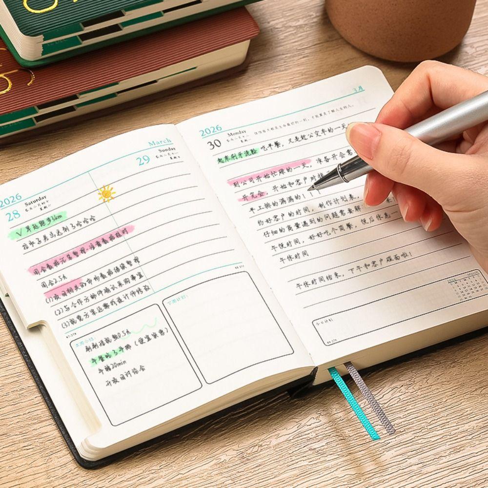 12 Months A5 Agenda Planning Notebook Pu Leather To-do List Notebook Diary Writing Pads Student
