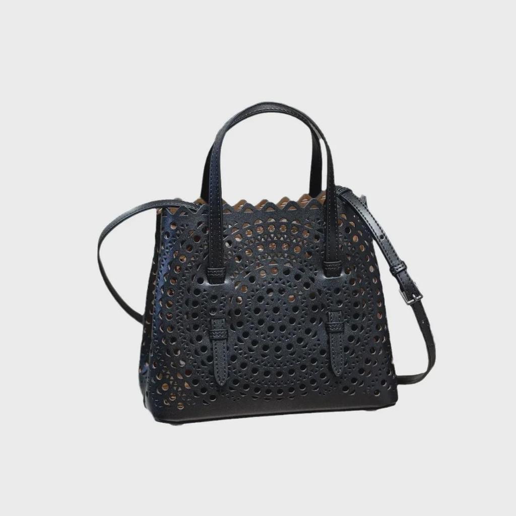 2024 Резная кожаная сумка-тоут: Mina женская сумка-мессенджер из коровьей кожи с одним плечом и полой корзиной