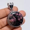 Фантастическое высокое качество 100% натуральный родонит круглой формы в винтажном стиле ручной работы ювелирные изделия 925 стерлинговое серебро с покрытием кулон 1,8" WSJ4867