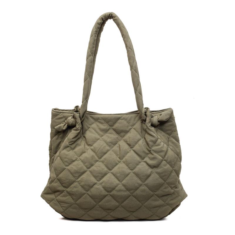 2025 Autumn and Winter New Cotton Clothes Bag Women's Large-capacity Diamond Handbag Casual Commuter Shoulder Tote Bag